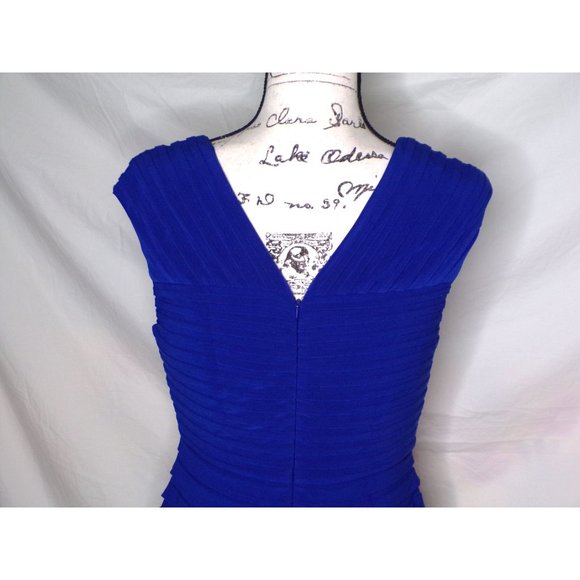 🆕 Adrianna Papell Shutter Pleat Jersey Dress Blue 12 - Picture 7 of 8